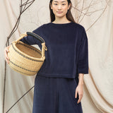 Divya Organic Cotton Velour Top in Night Sky Navy