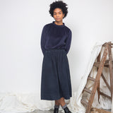 Pearl-Jane Organic Cotton Velour Top in Night Sky Navy