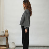 Tara Organic Cotton Velour Trousers in Black