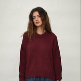 Emmy Organic Cotton Knitted Jumper in Bordeaux