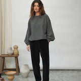 Hazel-Cay Recycled Cotton Blend Blouse in Grey Gingham