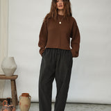 Orla Organic Cotton Corduroy Trousers in Charcoal