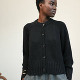 Sian Organic Cotton Knitted Cardigan in Black