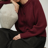 Sian Organic Cotton Knitted Cardigan in Bordeaux