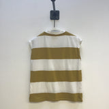 Aukai-Sue Organic Cotton Top in Olive & White Bold Stripe S Preloved