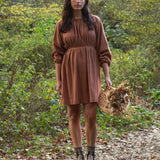 Ava-Jane Cotton Brushed Twill Dress in Cinnamon M Preloved