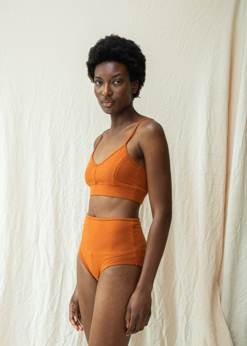 Yoka Bamboo & Organic Cotton Blend High Waist Briefs in Terracotta