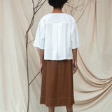 Alma-Leigh Recylced Cotton Denim Skirt in Bark Brown