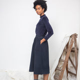 Alma Organic Cotton Corduroy Skirt in Night Sky Navy