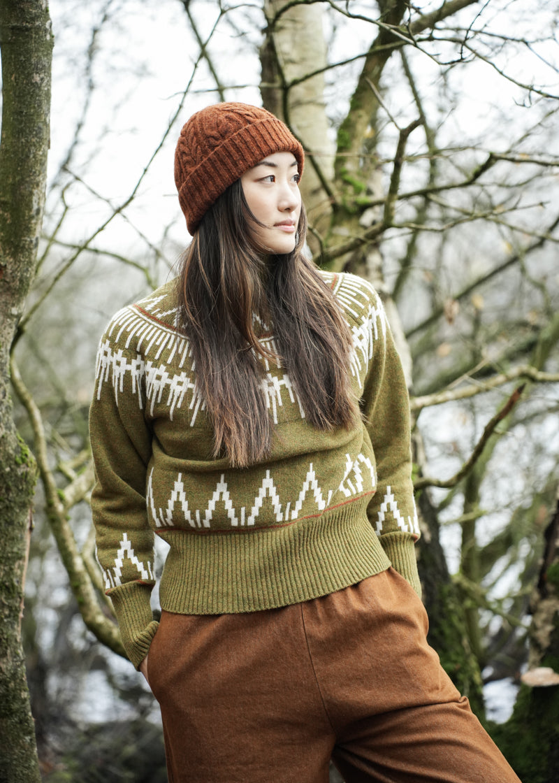 Brogan Lambswool Knitted Hat in Rust Marl