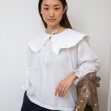 Camilla Organic Cotton Poplin Blouse in White