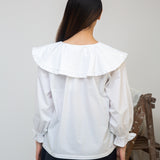 Camilla Organic Cotton Poplin Blouse in White