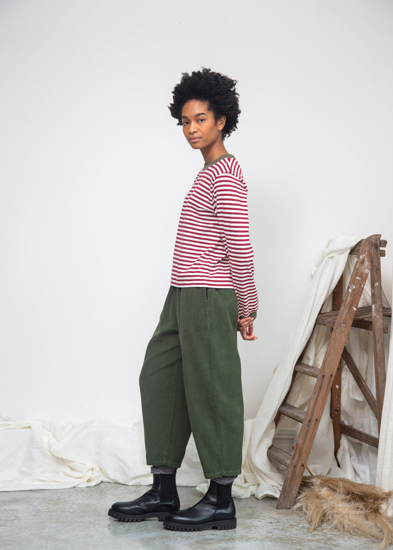 Cedar Organic Cotton Corduroy Trousers in Khaki