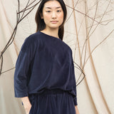 Divya Organic Cotton Velour Top in Night Sky Navy