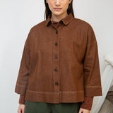 Dylan-Leigh Recycled Cotton Denim Overshirt in Bark Brown