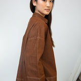 Dylan-Leigh Recycled Cotton Denim Overshirt in Bark Brown
