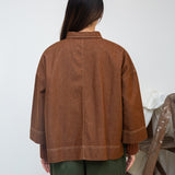 Dylan-Leigh Recycled Cotton Denim Overshirt in Bark Brown