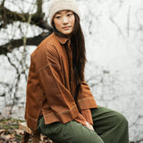 Dylan-Leigh Recycled Cotton Denim Overshirt in Bark Brown
