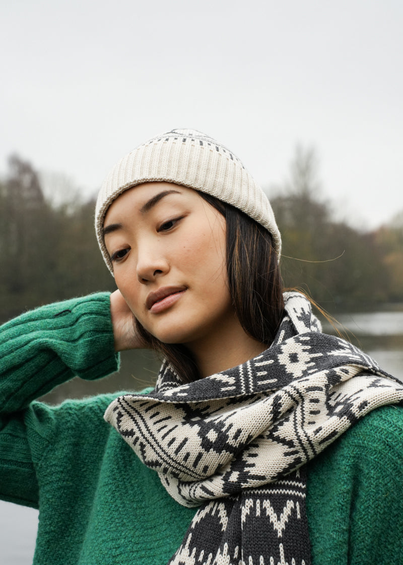 Evie-Sue Organic Cotton Knitted Hat in Ecru Marl