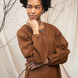 Gale-Leigh Recycled Cotton Denim Dress in Bark Brown
