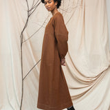 Gale-Leigh Recycled Cotton Denim Dress in Bark Brown