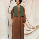 Gale-Leigh Recycled Cotton Denim Dress in Bark Brown