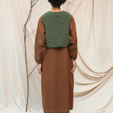 Gale-Leigh Recycled Cotton Denim Dress in Bark Brown