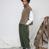 Kanon Recycled Wool Knitted Vest in Taupe Marl
