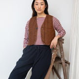 Lark-Leigh Recylced Cotton Denim Gilet in Bark Brown