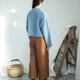 Leo Recycled Wool Knitted Jumper in Sky Blue Marl