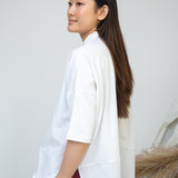 Lissie Organic Cotton Jersey and Poplin Shirt in White