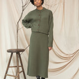 Mio Organic Cotton Knitted Skirt in Soft Khaki