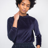 Pearl-Jane Organic Cotton Velour Top in Night Sky Navy