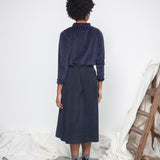 Pearl-Jane Organic Cotton Velour Top in Night Sky Navy