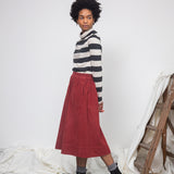 Pine-Sue Organic Cotton Stripe Jersey Top in Charcoal & Ecru Marl Stripe