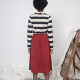 Pine-Sue Organic Cotton Stripe Jersey Top in Charcoal & Ecru Marl Stripe