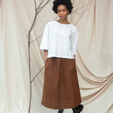 Shay Organic Cotton Jersey and Poplin Top in White