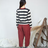 Sierra-Sue Organic Cotton Stripe Jersey Top in Charcoal & Ecru Marl Stripe