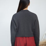 Sugi Organic Cotton Knitted Cardigan in Grey Marl
