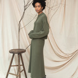 Sugi Organic Cotton Knitted Cardigan in Soft Khaki