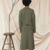 Sugi Organic Cotton Knitted Cardigan in Soft Khaki