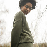 Sugi Organic Cotton Knitted Cardigan in Soft Khaki