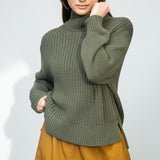Tora Organic Cotton Knitted Jumper in Soft Khaki