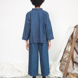 Evora-Leigh Organic Cotton Denim Trousers in Mid Blue