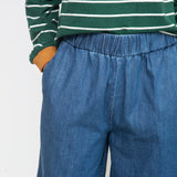 Evora-Leigh Organic Cotton Denim Trousers in Mid Blue