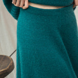 Rosalia Mohair Knitted Skirt in Pine by HANNAH BEAUMONT