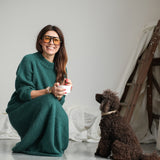 Rosalia Mohair Knitted Skirt in Pine by HANNAH BEAUMONT