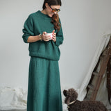 Solstice Mohair Knitted Jumper in Pine by HANNAH BEAUMONT