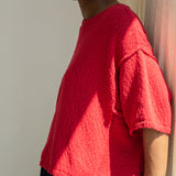 Alessia Cotton Linen Knit Top in Scarlet