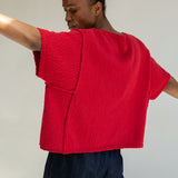 Alessia Cotton Linen Knit Top in Scarlet